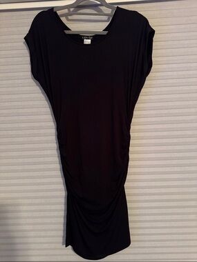 VENUS Black Ruched Side Midi Dress